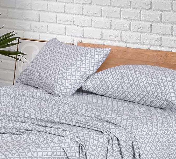 RUVANTI 100% Cotton Sheets Queen Size Set, 4 Pieces, Soft & Breathable Percale Weave Bedding, Deep Pocket 16", Hotel Standard, Crisp Cool Feeling, Durable, Perfect Floral Sheet, Idiomatic Expression