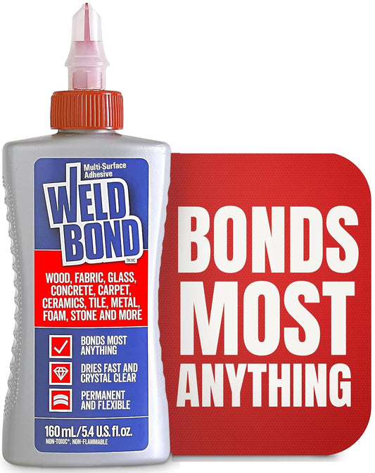 Weldbond Multi-Surface Strong Glue - Fast Drying Heavy Duty Adhesive for Wood, Tile, Glass & More - 5.4oz (160ml)