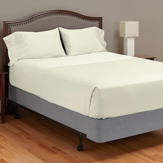 MyPillow Giza Dreams Bed Sheets, 100% Certified Giza Egyptian Cotton, Deep Pocket, Sateen Weave [Full, Ivory]