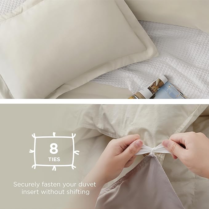 Bedsure Duvet Cover Oversized Queen Size - Soft Double Brushed Bedding Set for Kids & Adults, Zipper Closure, 3 Pieces, Includes 1 Duvet Cover (98"x98") & 2 Pillow Shams, NO Comforter, Linen