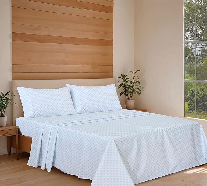RUVANTI 100% Organic Cotton Sheets King Size, Percale Weave, GOTS Certified, 4-Piece Set, Deep Pocket 15", Crisp & Breathable, Soft Durable Bedding, Sábanas Algodón Orgánico – Circle Imprint