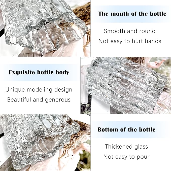 Aoderun Glass Vase Crystal Vase Heavy Duty Large Flower Vase for Dining Table Kitchen Office Home Shelf Wedding Living Room Centerpieces(Clear)
