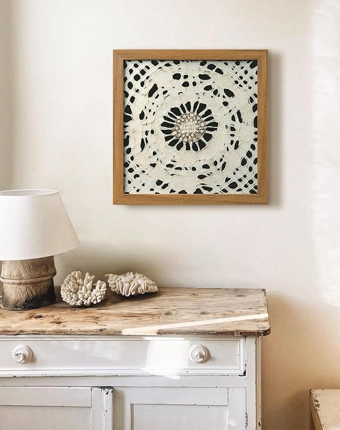 FOLKOR Abstract Framed Wall Decor for Entryway Staircase Art Gallery, 12" Handmade Paper Artwork Eclectic Home Accent, Geometric Floating Shadow Box Wall Plaque Gift for Birthday Thanksgiving