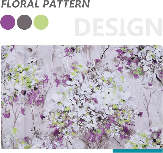 MYSKY HOME Purple Curtains 54 Inch Length Curtains for Living Room Bathroom Thermal Insulated Vintage Floral Curtain Window Panels 2 Panels, Grommet Top