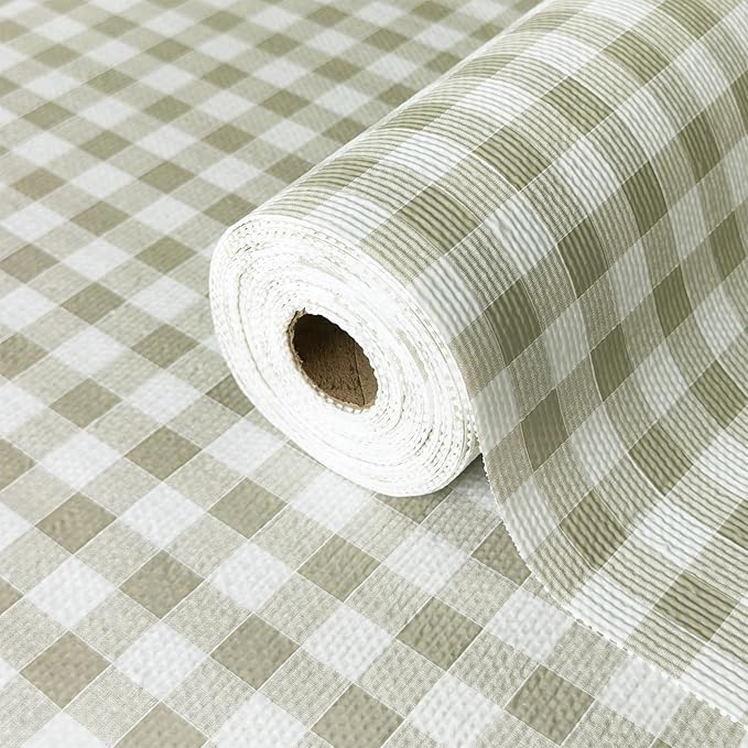 Drawer Liner and Shelf Liner for Kitchen Cabinet Liner Non-Adhesive Non-Slip Shelf Paper, Thick Strong Grip Waterproof Easy to Clean for Shelves, Cupboard, Desks, Green Plaid Pattern, 17.5 in x 10 FT