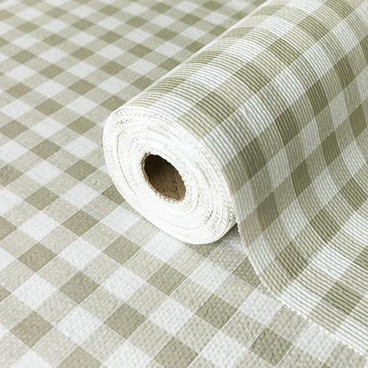 Drawer Liner and Shelf Liner for Kitchen Cabinet Liner Non-Adhesive Non-Slip Shelf Paper, Thick Strong Grip Waterproof Easy to Clean for Shelves, Cupboard, Desks, Green Plaid Pattern, 23.6 in x 30 FT