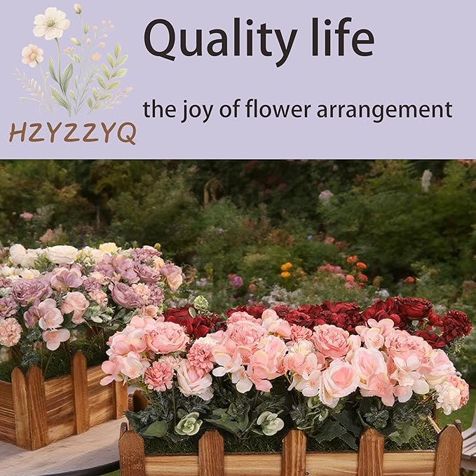 8 Pack Artificial Peony Flowers, Silk Peonies Flowers Fake Peonies Artificial Flowers Peonies Hydrangea Bouquet for Centerpiece Table Wedding Party Home Decor (8, Pink + White)