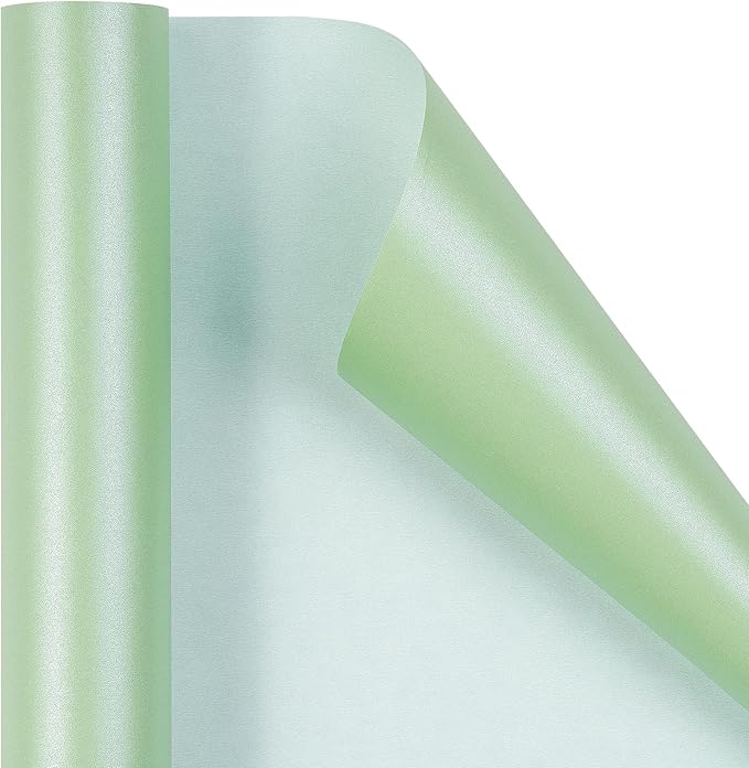 RUSPEPA Sage Green Matte Wrapping Paper, Mini Roll, Green Solid Color Pearly-luster Paper Perfect for Easter, Birthday, Wedding, Baby Shower, Christmas, DIY Bouquet, 17 Inches X 32.8 Feet