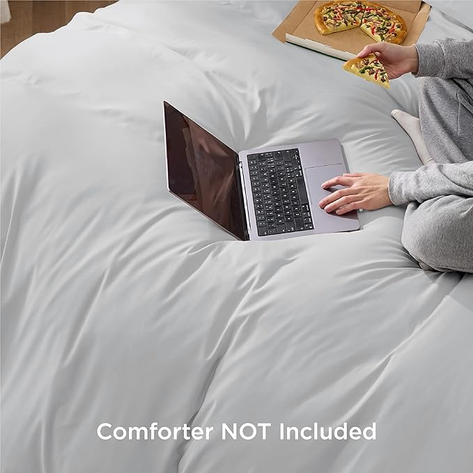 Bedsure Duvet Cover California King Size - Soft Double Brushed Bedding Set for Kids & Adults, Zipper Closure, 3 Pieces, Includes 1 Duvet Cover (104"x98") & 2 Pillow Shams, NO Comforter, Silver Grey