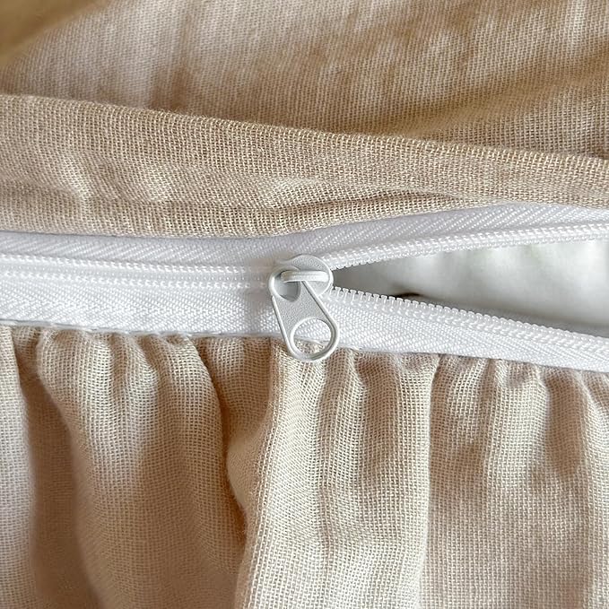 VM VOUGEMARKET Full Duvet Cover with Romantic Ruffles Breathable Muslin Cotton,Soft Textured Gauze Weave Comforter Cover with Zip Closure and Corner Ties- 80"x90"