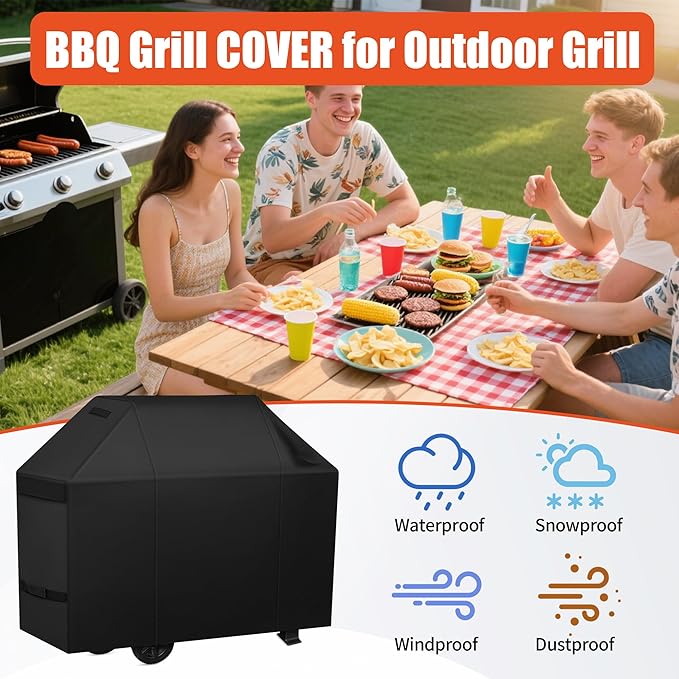 iCOVER Grill Cover 70 inch, BBQ Grill Cover for Outdoor Grill, 600D Heavy Duty Waterproof BBQ Cover, Anti-UV and Rip-Proof Barbecue Cover, Gas Grill Cover for Weber, Char-Broil, Nexgrill, etc