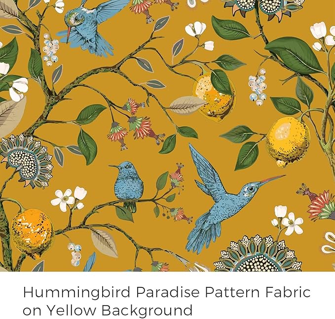 Mustard Yellow Vintage Floral Curtains 84 Inches Long for Living Room Bedroom Luxury Whimsical Lemon Hummingbird Patterned Waverly Mid Century Colorful Pinch Pleated Blackout Drapes 2 Panels