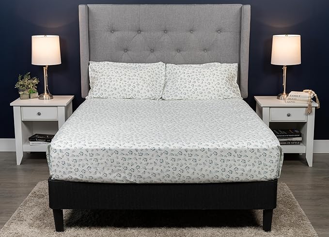 MyPillow Giza Dreams Bed Sheets, 100% Certified Giza Egyptian Cotton, Deep Pocket, Sateen Weave [King, Blue Green Floral]