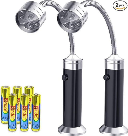 FIREOR Barbecue Grill Light Grilling Accessories for Outdoor, BBQ Magnetic LED Lights Flexible Gooseneck Weather Resistant, Men Dad Gifts Batteries Included 2 Pack (Black)