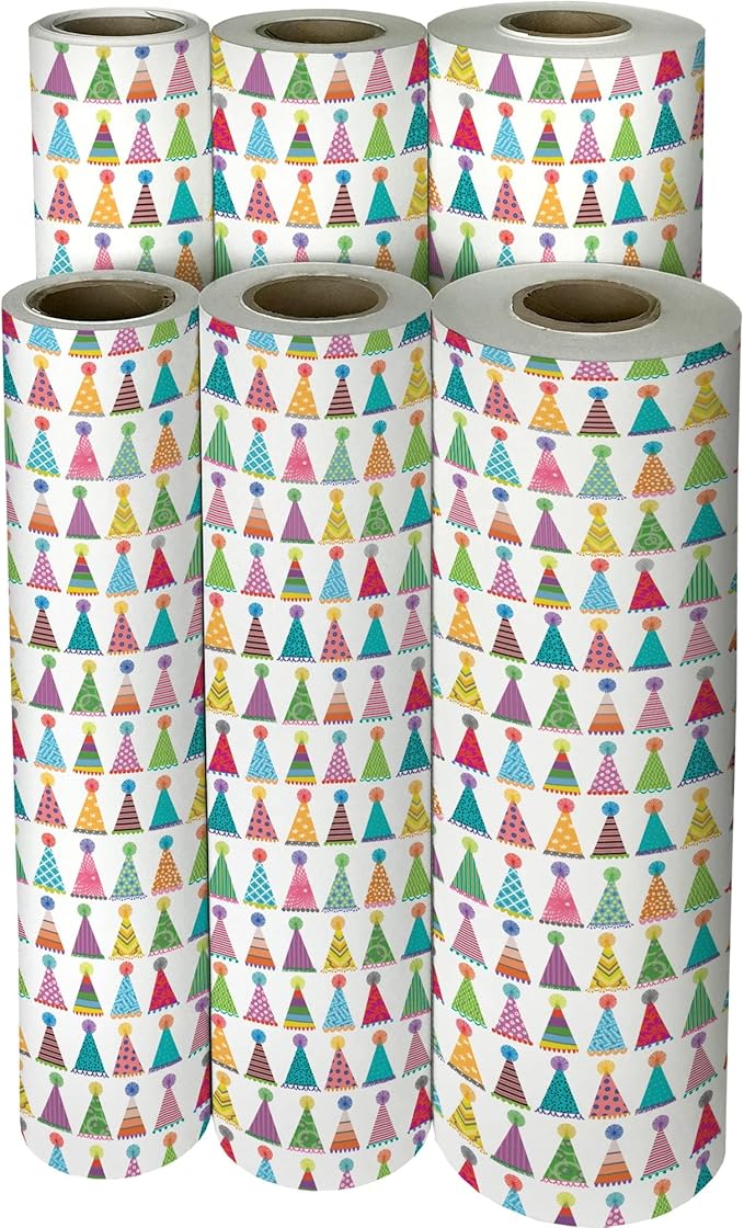 Jillson Roberts Bulk Gift Wrap, Everyday Gift Wrapping Supplies, Party Hats, 1/4 Ream 208 feet x 30 inches