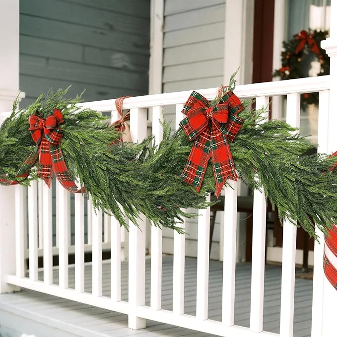 16FT Real Touch Norfolk Pine Garland - Artificial Christmas Garland Fake Green Faux Pine Needles Garland for Table Fireplace Mantle Holiday Home Indoor Outdoor Decor (1PCS)
