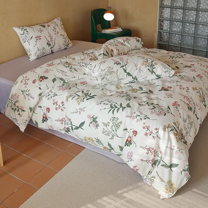 HighBuy Full Size Comforter Set Blush Pink Floral Boho Chic Botanical Coquette Cottagecore Bedding Comforter for Full Bed College Teen Girls Aesthetic Floral Bedding Set 3 Piece