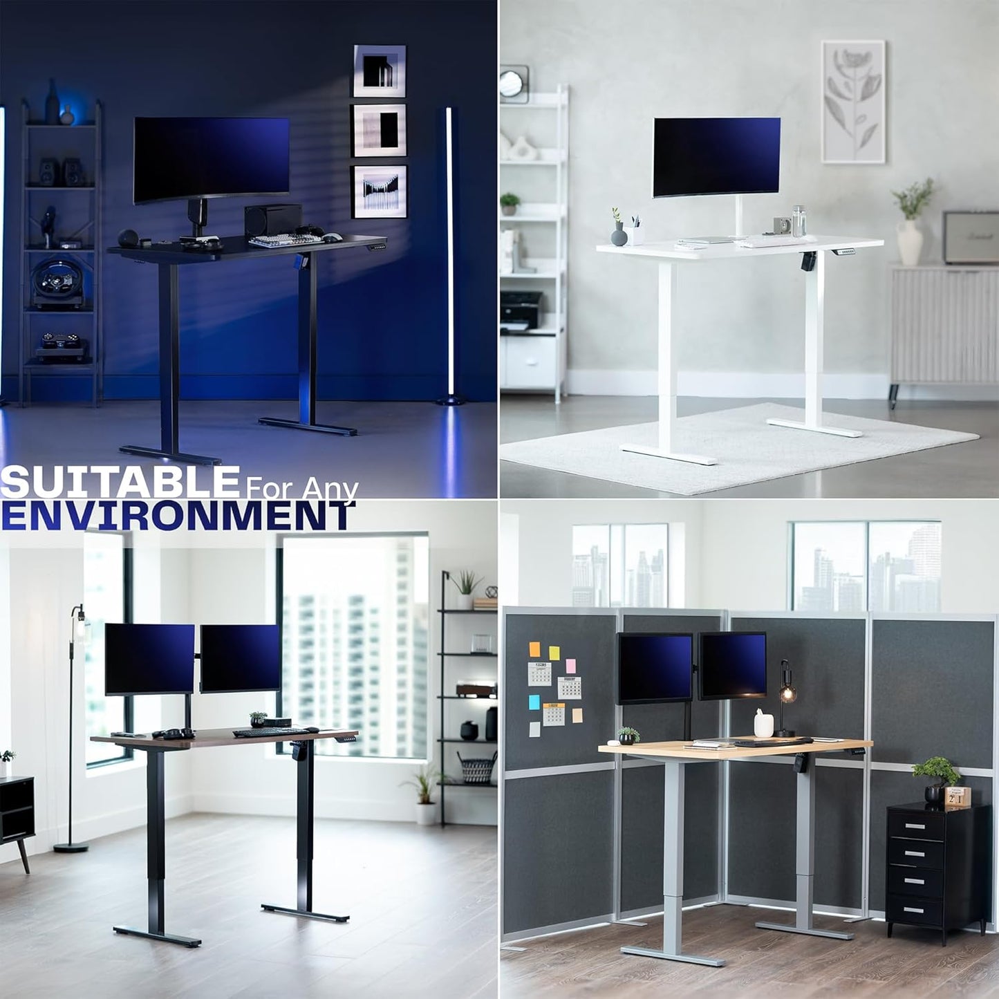VIVO Electric Standing Desk - Memory Height Adjustment, Light Wood Top & White Frame, 63 x 32 in