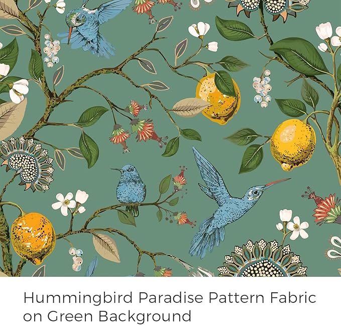 90 Inches Long Curtains 2 Panels for Living Room Botanical Hummingbird Luxury Whimsical Floral Printed Pinch Pleated Drapes for Bedroom Thermal Insulated Window Curtains Sage Green