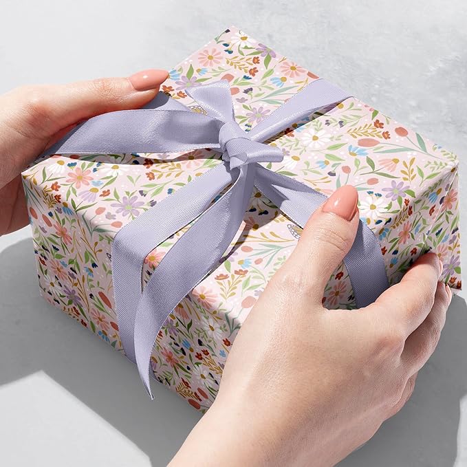 Jillson Roberts Bulk Gift Wrap, Everyday Gift Wrapping Supplies, Delicate Floral 1/4 Ream 208 feet x 30 inches