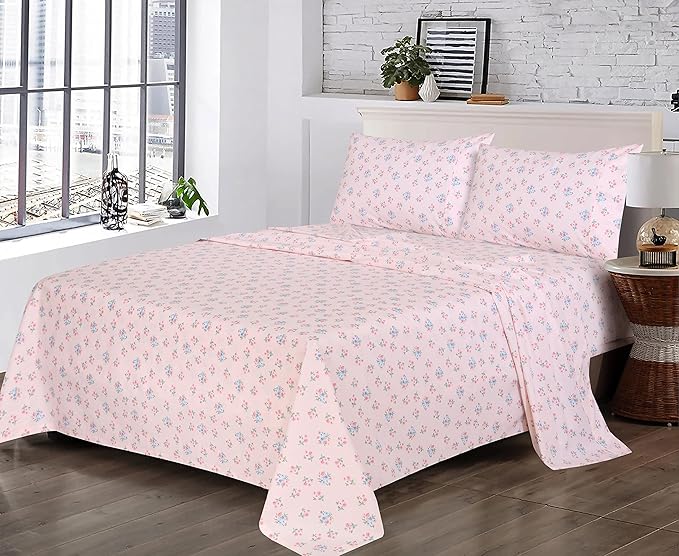 RUVANTI 100% Cotton California King Sheet Sets, 4 Pieces, Soft & Breathable Percale Weave Bedding, Deep Pocket 14", Hotel Standard, Crisp Cool Feel & Durable, Perfect Floral Sheets, Spring On