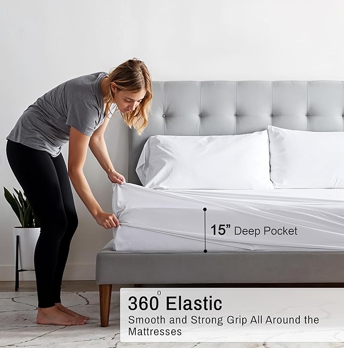 RUVANTI 100% Organic Cotton Sheets Twin XL, Percale Weave, GOTS Certified, 3-Piece Set, Deep Pocket 15", Crisp & Breathable, Soft Durable Bedding, Sábanas Algodón Orgánico – Bright White