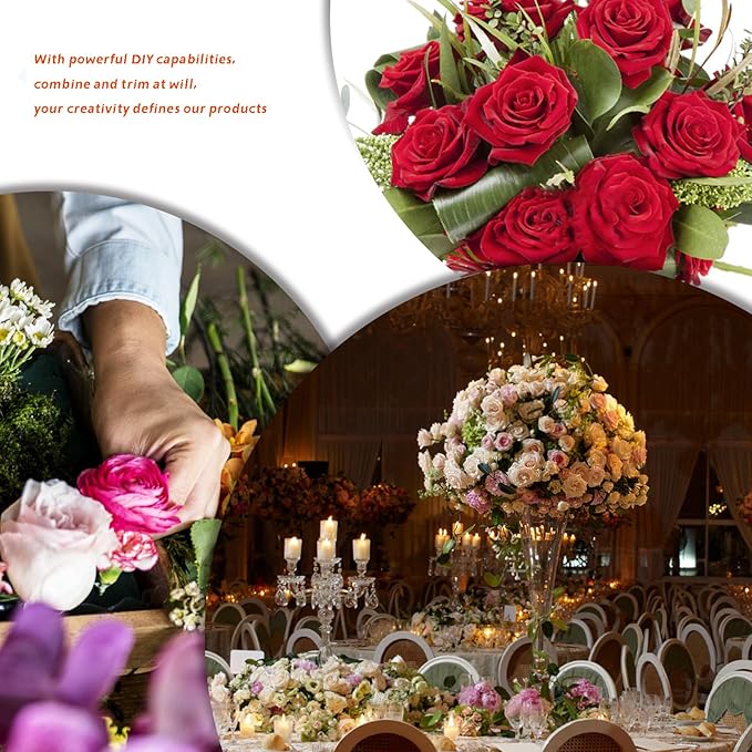 12 Pcs Artificial Rose Flowers, Silk Roses with Long Stems, Realistic Fake Roses for Wedding Centerpiece Party Home and Office DIY Decor, Pink
