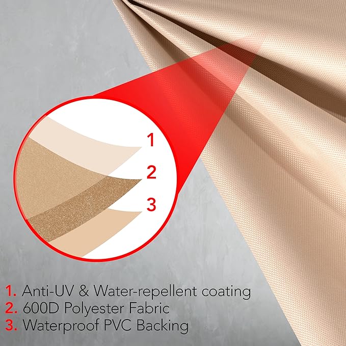 GrillTough Heavy Duty BBQ Grill Cover for Outdoor Grill, 52 Inch – Waterproof, Weather Resistant, UV & Fade Resistant with Adjustable Straps – Gas Grill Cover for Weber, Genesis, Charbroil, etc. Tan