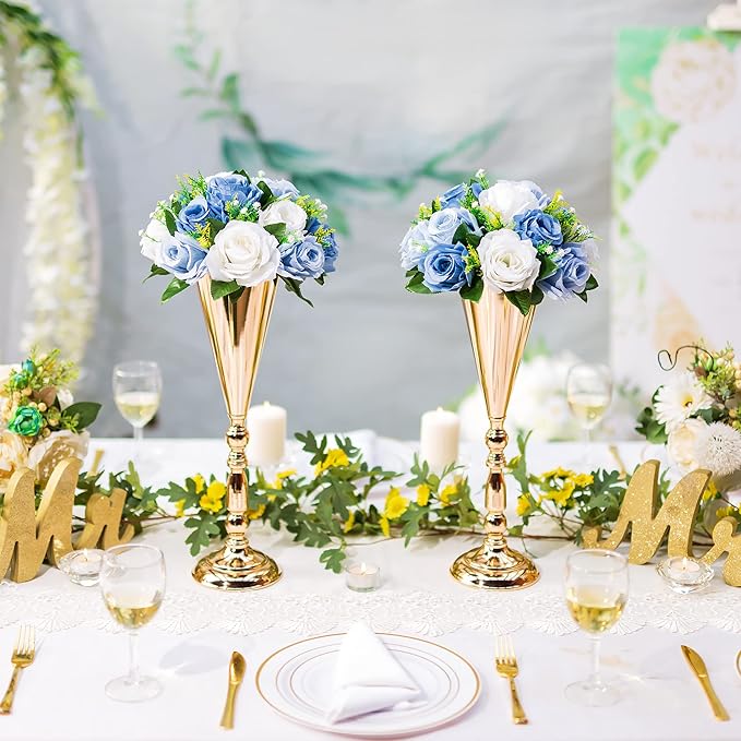 Flower Centerpieces for Wedding Tables: Wedding Table Decorations Dusty Blue & White Flower Balls Centerpieces for Engagement Cerebration Party Center Pieces 2 Packs