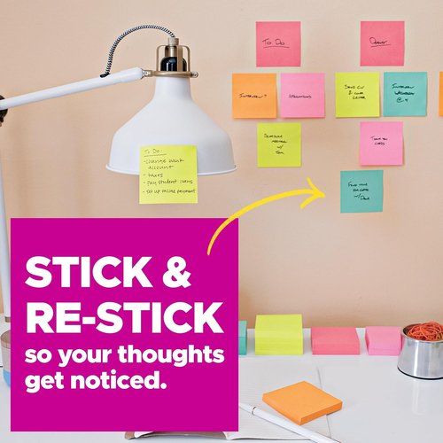 Post-it Super Sticky Notes - 8 Pads of 1.875 x 1.875 in. | Supernova Neons Collection - 2X Sticking Power