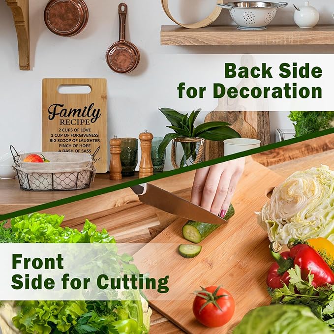 Lacama Kitchen Gifts for Women, Family Cutting Chopping Boards for Kitchen, Housewarming Gifts New Home House Apartment, Family Recipe Decorative Bamboo Cutting Board Christmas Birthday Gift
