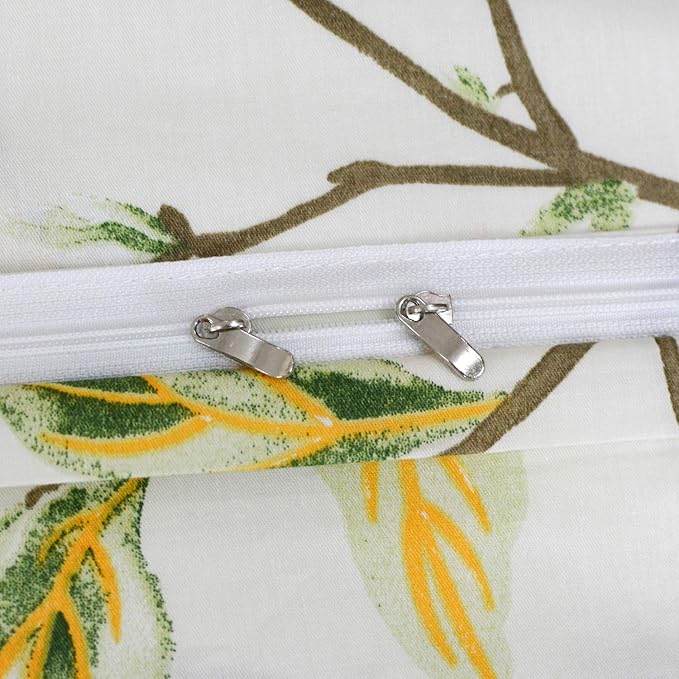 FADFAY White Floral Duvet Cover Set 100% Cotton Farmhouse Bedding with Hidden Zipper Closure 3 Pieces, 1duvet Cover & 2pillowcases,Queen Size