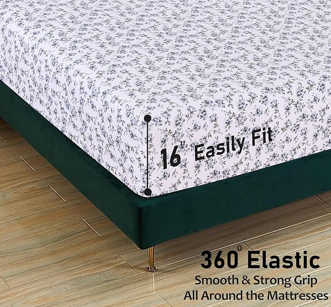 RUVANTI Flannel Sheets King Size - 100% Cotton Brushed King Size Sheets Set - Deep Pockets 16 Inches Bed Sheets - All Seasons Breathable & Extra Soft - Warm & Cozy, 4 Piece, Perri Me