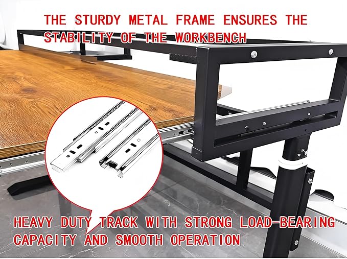 Studio Desk with Keyboard Tray | Hand-Crank Adjustable Standing Desk Workstation for Music Production, Cable Management, MIDI Keyboard Shelf (White, 70in)