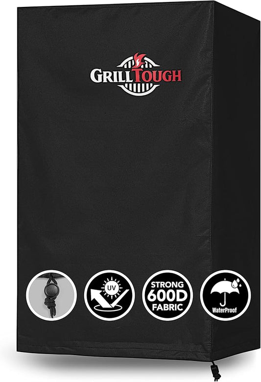 GrillTough Heavy Duty Smoker Cover, 40 Inch – Waterproof, Weather Resistant, UV & Fade Resistant with Adjustable Straps – BBQ Cover for Flat Grill, Black