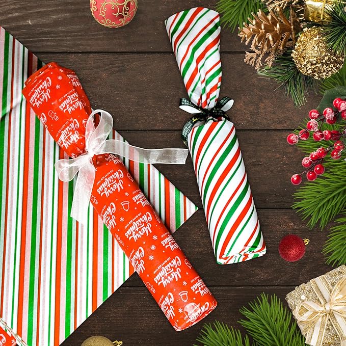 BCUEIDO 160 Sheets Christmas Tissue Paper Assorted Christmas Tissue Paper for Gift Wrapping, Christmas Gift Boxes and Wine Bottles