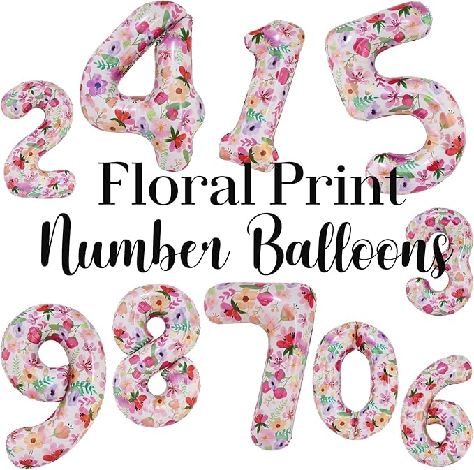 Flower Balloons 40 Inch Floral Number 6 Balloon for 6th Birthday Garden Party Decorations Six Year Old Photo Props Foil Number 6