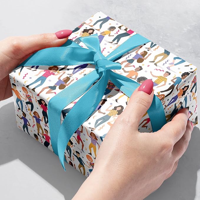 Jillson Roberts Bulk Gift Wrap, Everyday Gift Wrapping Supplies, Dance Party, 1/4 Ream 208 feet x 30 inches
