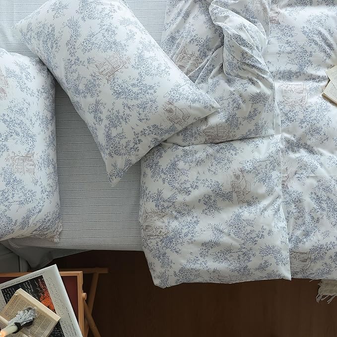 LifeTB Girls Boho Floral Duvet Cover Twin XL 100% Cotton Chic Vintag Floral Bedding Duvet Cover Aesthetic Comforter Cover Botanical Flower Bedding Set Cabin Cottagecore Duvet Cover Twin XL Size