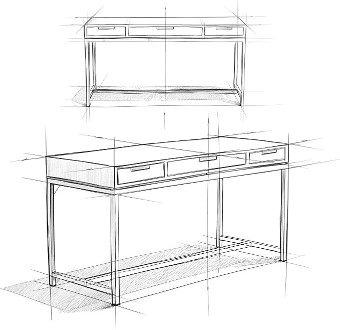 SIMPLIHOME Banting Desk - 60-Inch Wide Solid Hardwood and Metal Writing Desk in White, Modern Industrial Home Office Computer Table for Study with 2 Drawers and Flip-Down Keyboard Tray