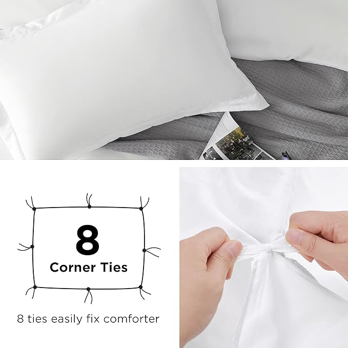 Bedsure Duvet Cover California King Size - Soft Double Brushed Bedding Set for Kids & Adults, Zipper Closure, 3 Pieces, Includes 1 Duvet Cover (104"x98") & 2 Pillow Shams, NO Comforter, White