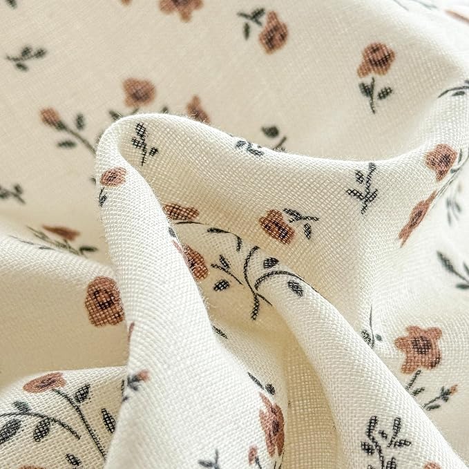 EAVD Garden Style Small Floral Duvet Cover Queen Size Soft 100% Cotton Muslin Bedding Set with Floral Print Fresh Cottagecore Botanical Pattern Duvet Cover with Zipper Closure
