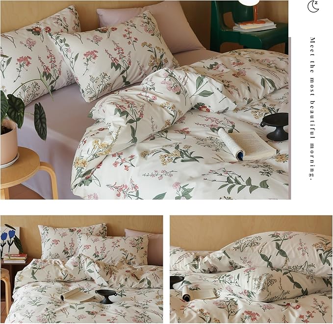 HighBuy Pink Floral Comforter Set Twin XL College Girl Soft Comforter Fluffy Aesthetic Bedding Set 3 Piece Vintage Twin XL Comforter Blush Green Branches Bedding Comforter Set for Kids Bed