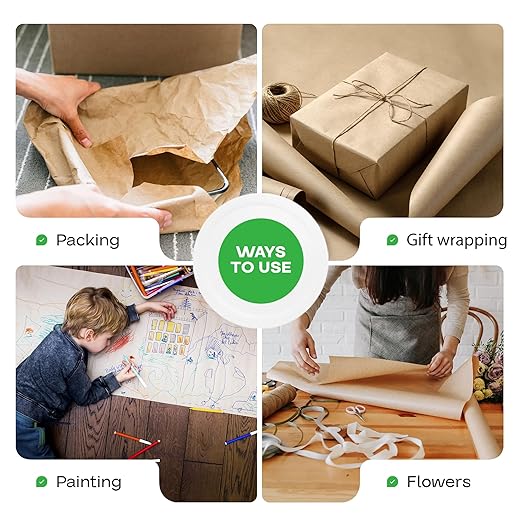 IDL Packaging 48" x 14400" (1200 feet) - USA-Made Large Brown Kraft Paper Roll - 30lb Thickness - Natural Kraft Wrapping Paper for Packing, Void Filling - Craft Material for Kids Art Projects