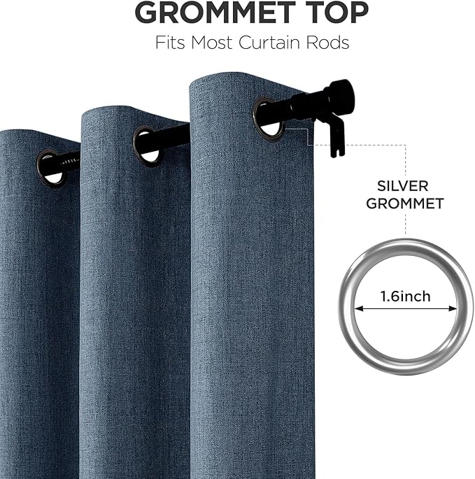 Joydeco Blackout Curtains 63 Inches Long 2 Panels Burg, Room Darkening Curtains for Bedroom, 100% Black Out Textured Thermal Drapes Privacy Protection 2 Panels Set(W52 x L63 Inch, Navy Blue)