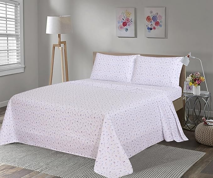 RUVANTI Flannel Sheets Twin Size - 100% Cotton Double Brushed Twin Sheets Set, Deep Pockets 16 Inches, All Seasons Breathable & Extra Soft Bed Sheets, Warm & Cozy, 3 Piece, Navlight
