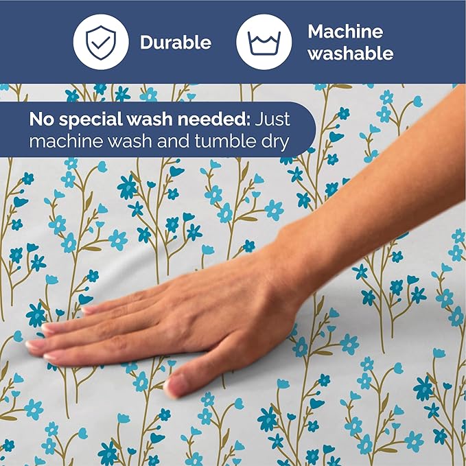 Floral Sheets - Blue Floral Bed Sheet Set - 1 Flat, 1 Fitted & 2 Pillowcases w/ Deep Pockets - Comfy, Wrinkle & Fade Free - Boho Botanical Bedding - Ultra-Soft, Breathable & Cooling - Queen Size Set