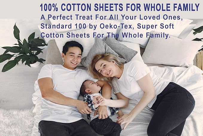RUVANTI 100% Cotton King Size Sheets Set, 4 Pieces, Soft & Breathable Percale Weave Bedding, Deep Pocket 16", Hotel Standard, Crisp Cool Feel, Durable, Perfect Floral Bed Sheet, Bloomex
