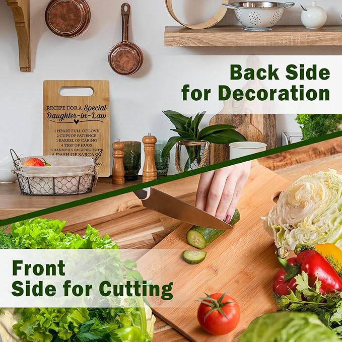 Lacama Gifts for Daughter-in-Law Gifts from Mother-in-Law Cute Cutting Chopping Boards for Kitchen, Daughter-in-Law Birthday Christmas Gifts Decorative Bamboo Cutting Board