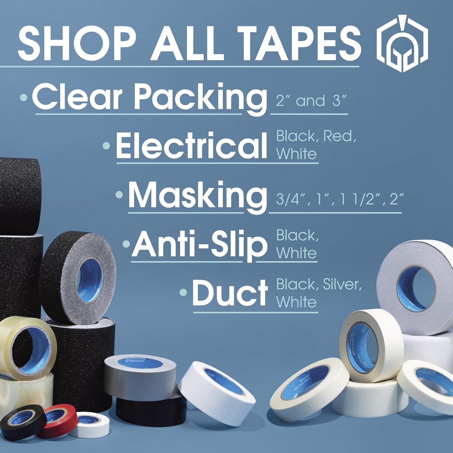 Spartan Industrial - 3/4" X 66' White Vinyl Tape | 12 Colored Electrical Tape Rolls for Versatile Use